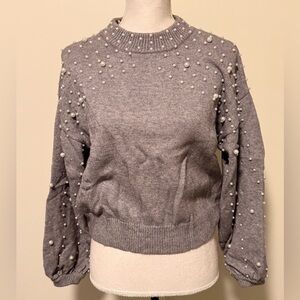 VICI Gray Sweater Pearl Accents size S